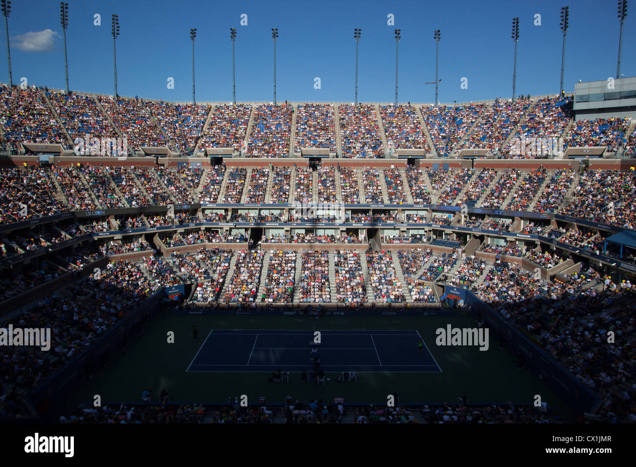 Arthur Ashe Stadium lors de la finale des femmes à l'US Open de Tennis 2012 Banque D'Images Arthur Ashe Stadium lors de la finale des femmes à l'US Open de Tennis 2012 Banque D'Images