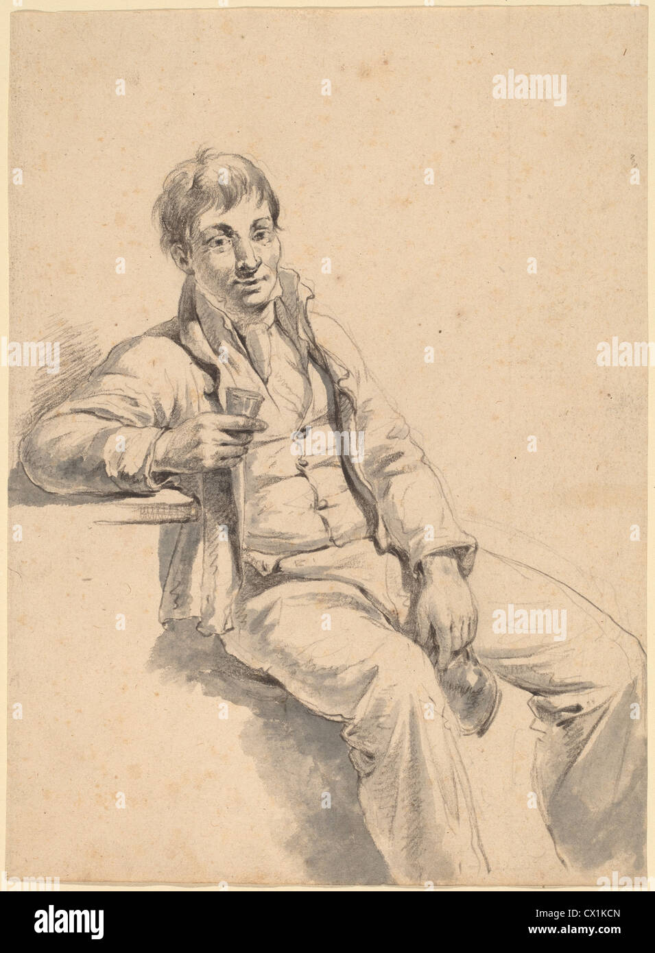 Charles Wesley Jarvis, le buveur, américain, probablement 1812 - 1868, années 1820, graphite et craie noire avec lavage gris sur papier vergé Banque D'Images Charles Wesley Jarvis, le buveur, américain, probablement 1812 - 1868, années 1820, graphite et craie noire avec lavage gris sur papier vergé Banque D'Images