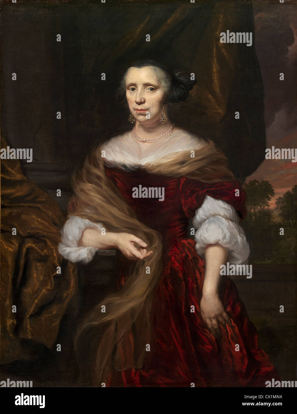 Nicolaes MAES (Néerlandais, 1634 - 1693 ), Portrait de femme, 1676, huile sur toile Banque D'Images