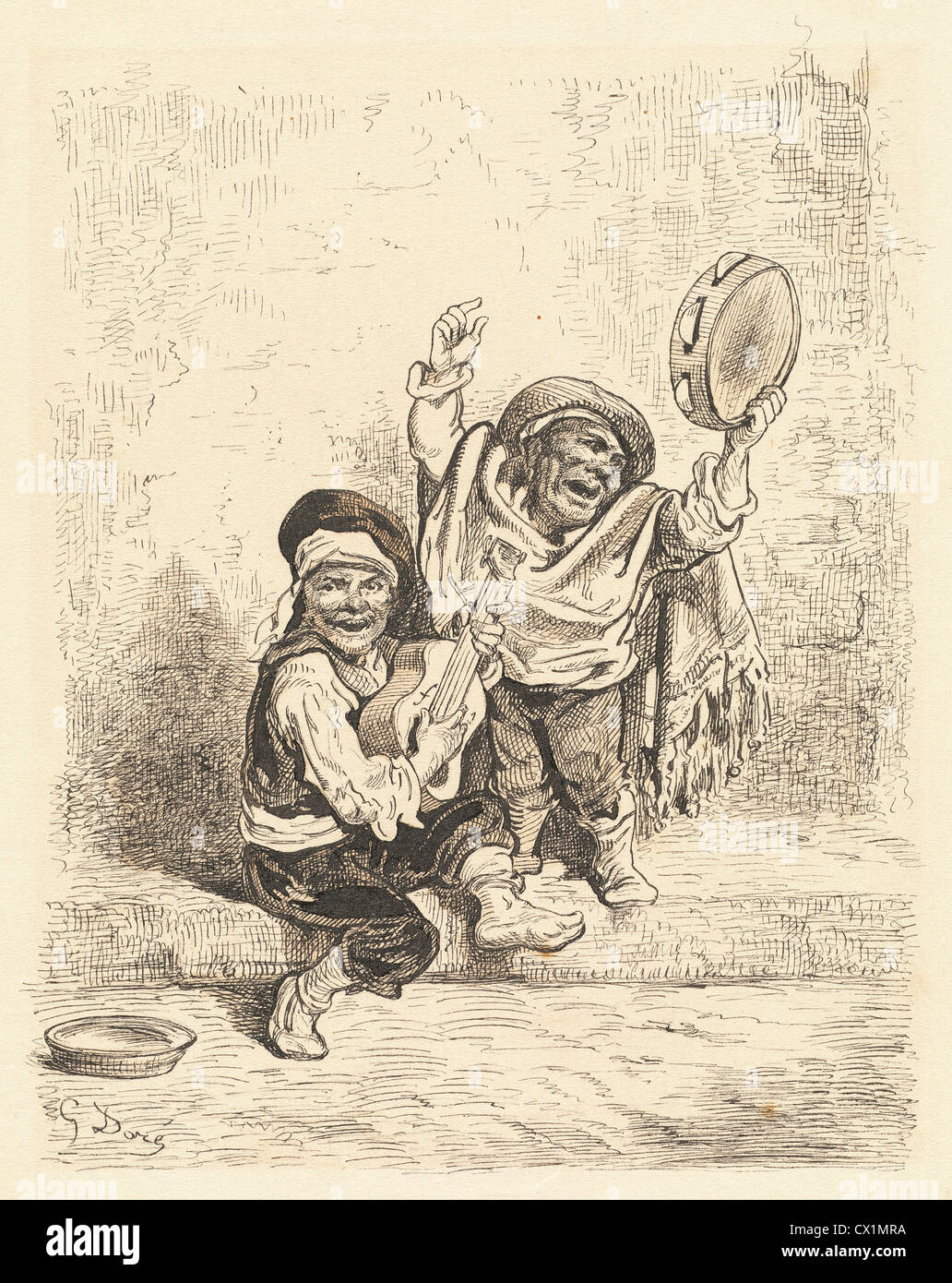 Gustave Doré (Français, 1832 - 1883 ), les enfants tziganes, , plume et encre brune avec lavis sur le graphite naturel sur papier vélin Banque D'Images