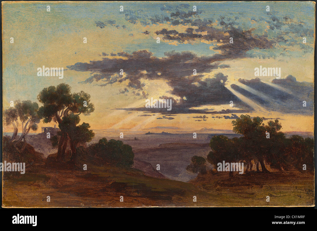 Johann Jakob Frey (Suisse, 1813 - 1865 ), le Lever du Soleil, 1813-1865, huile sur papier sur une deuxième feuille de papier monté sur toile Banque D'Images