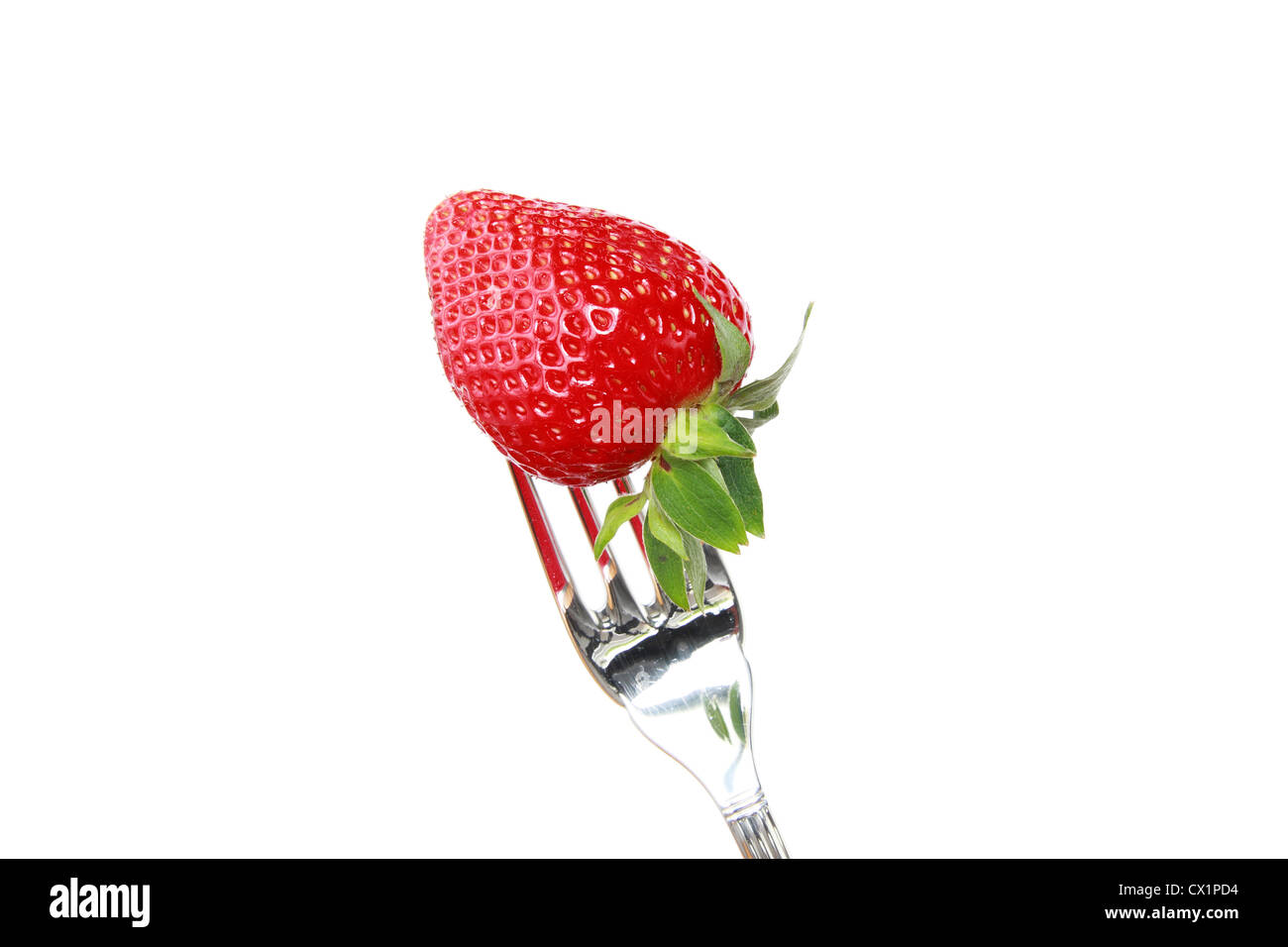 Fourche Fraise et isolé sur fond blanc Banque D'Images