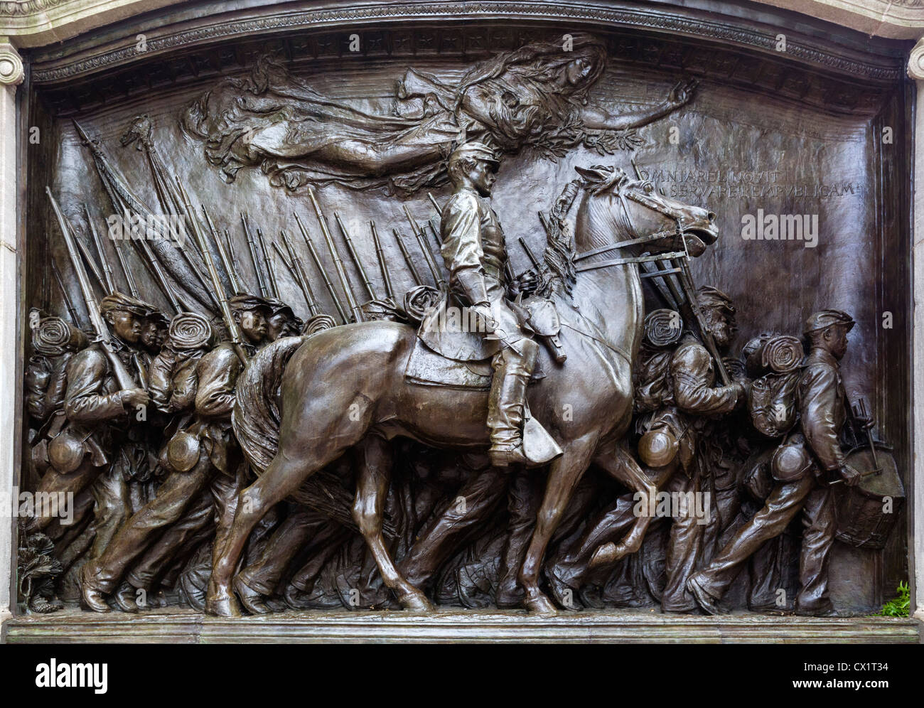 Le Robert Gould Shaw Memorial en face de la Massachusetts State House, Beacon Street, Boston, Massachusetts, USA Banque D'Images