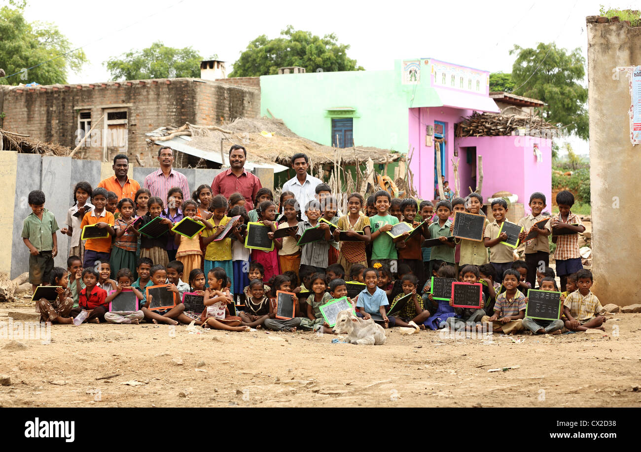 Photo de classe de l'école indienne de l'Inde du sud de l'Andhra Pradesh Banque D'Images