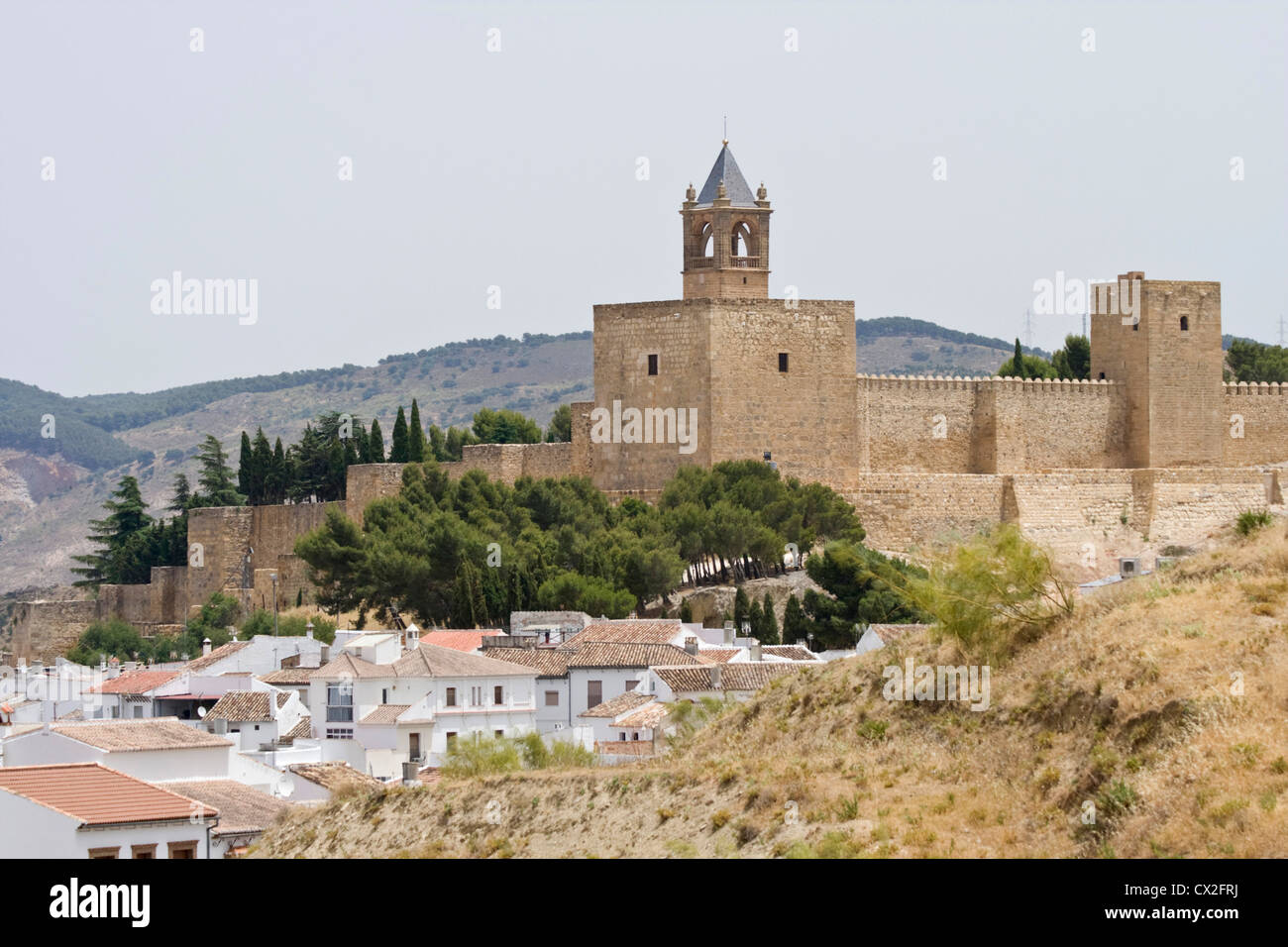 Forteresse Alcazaba, Antequera, la province de Málaga, Andalousie, espagne. Banque D'Images