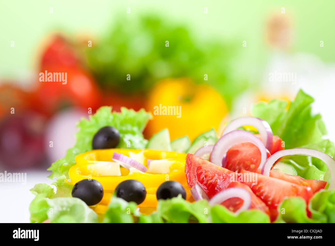 Salade de légumes frais d'aliments sains et la fourche Banque D'Images