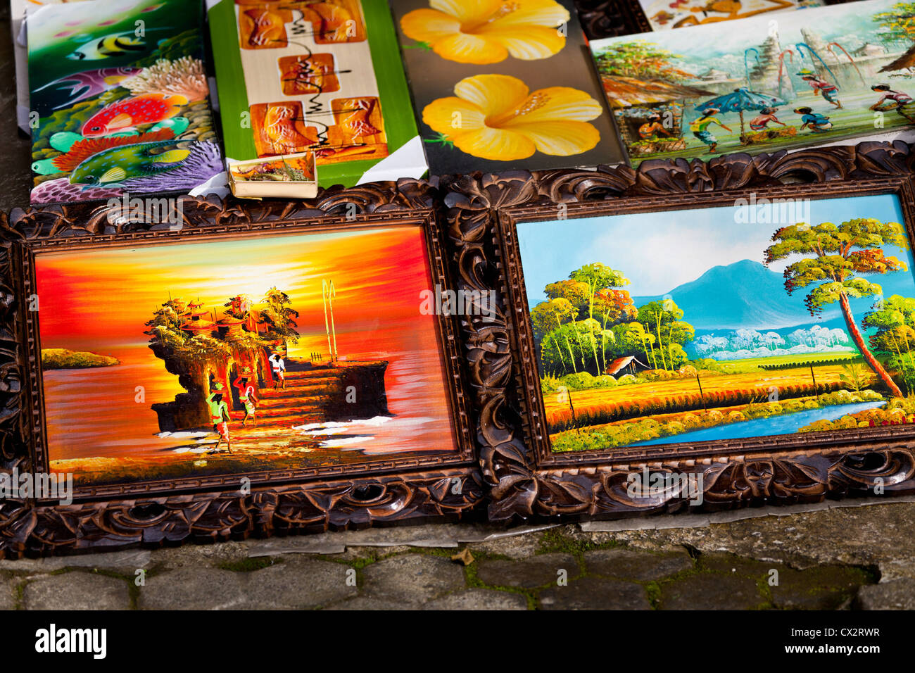 Vente de peintures sur Bali Banque D'Images