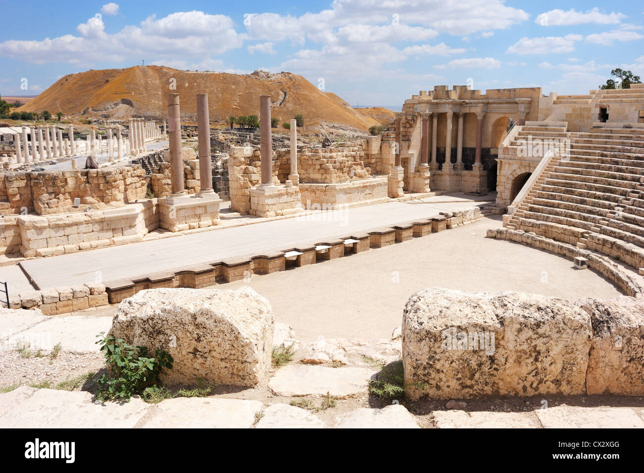 Ruines de l'ancienne ville romaine Bet Shean, Israël Banque D'Images