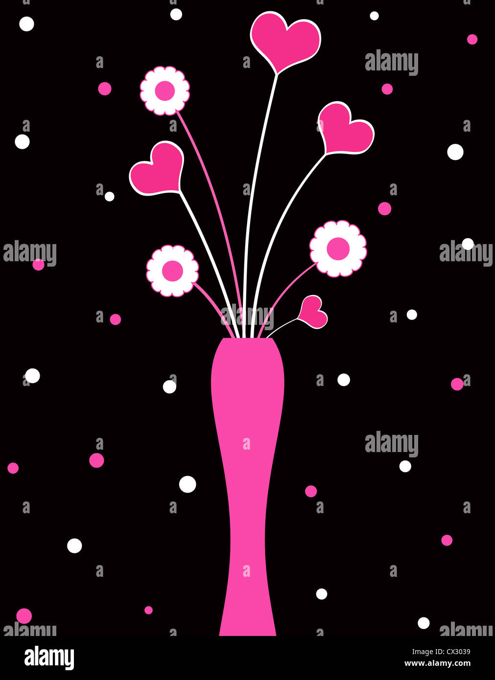 Fleurs décoratives vase de style rétro Banque D'Images