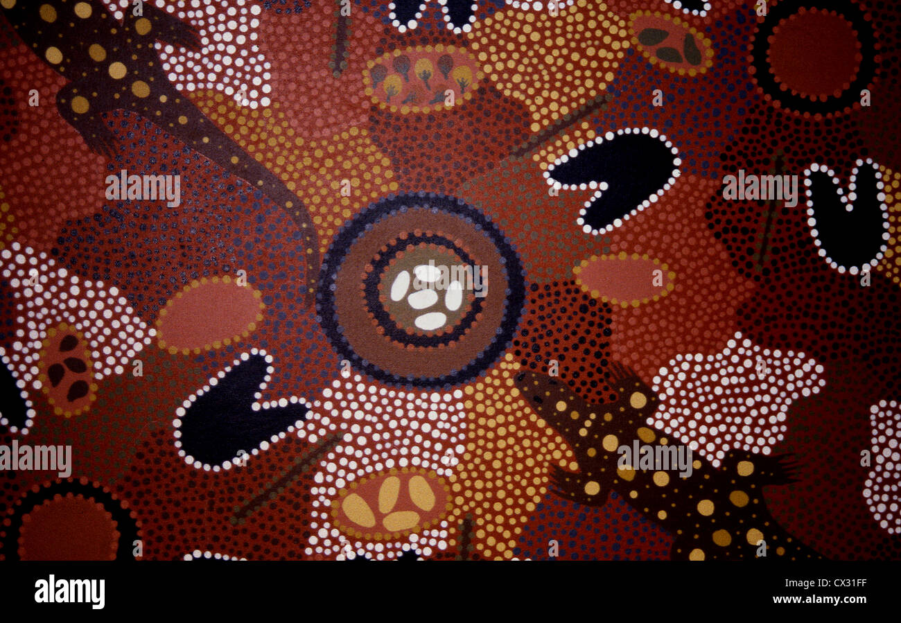 Australian Aboriginal Dreamtime art acrylique Banque D'Images