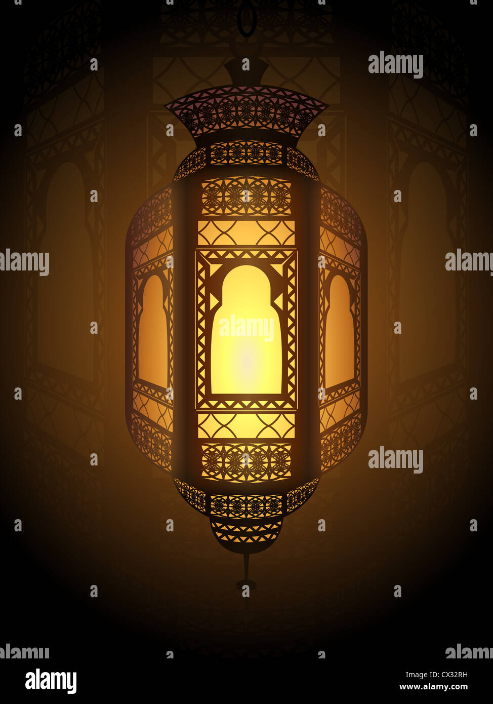 Illustration de fanoos (lanterne) utilisés comme ornements religieux pour la décoration et la célébration dans le mois sacré du Ramadan. Banque D'Images