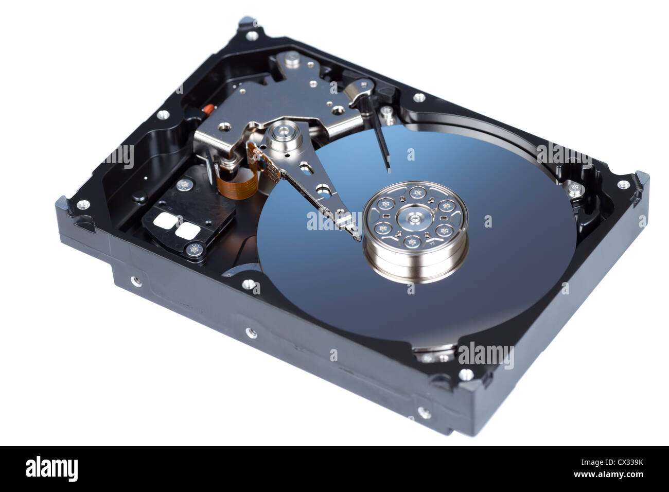 Disque dur disassemled isolated on white Banque D'Images