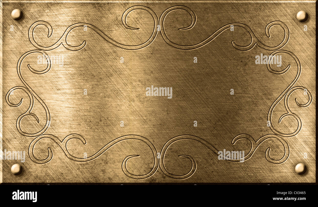 Grunge plaque en laiton avec motif floral Banque D'Images