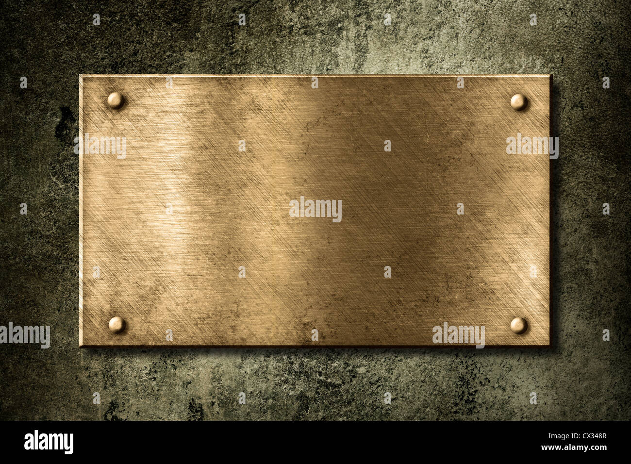 Ancienne plaque de bronze ou d'or sur le mur Banque D'Images