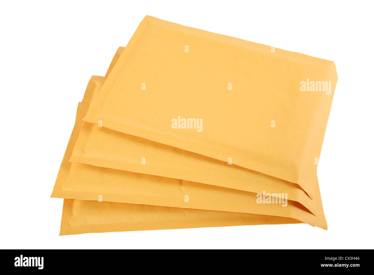 Une pile d'enveloppes à bulles marron . Banque D'Images