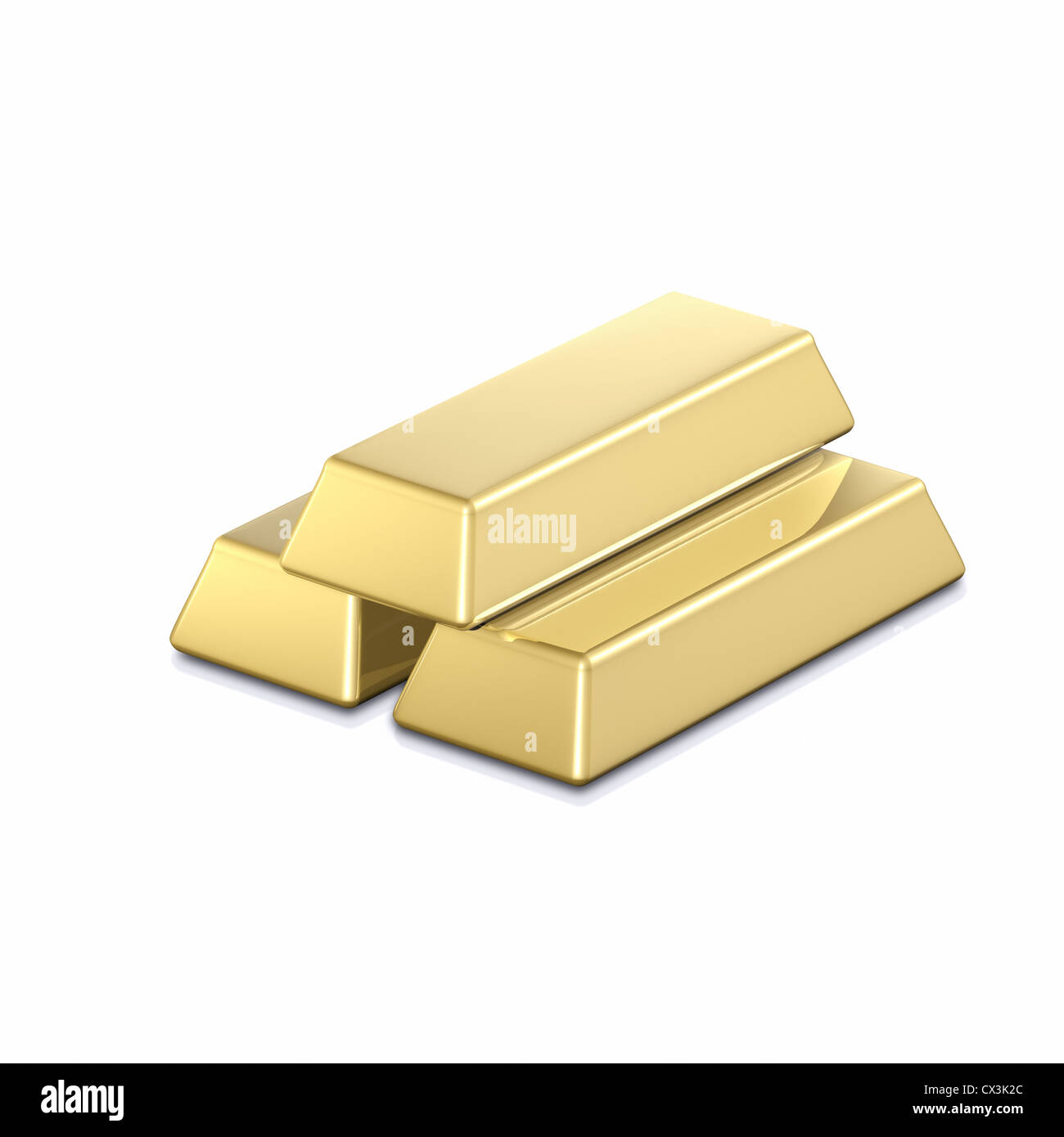 3 Goldbarren auf weissem Hintergrund - 3 barres d'or Banque D'Images