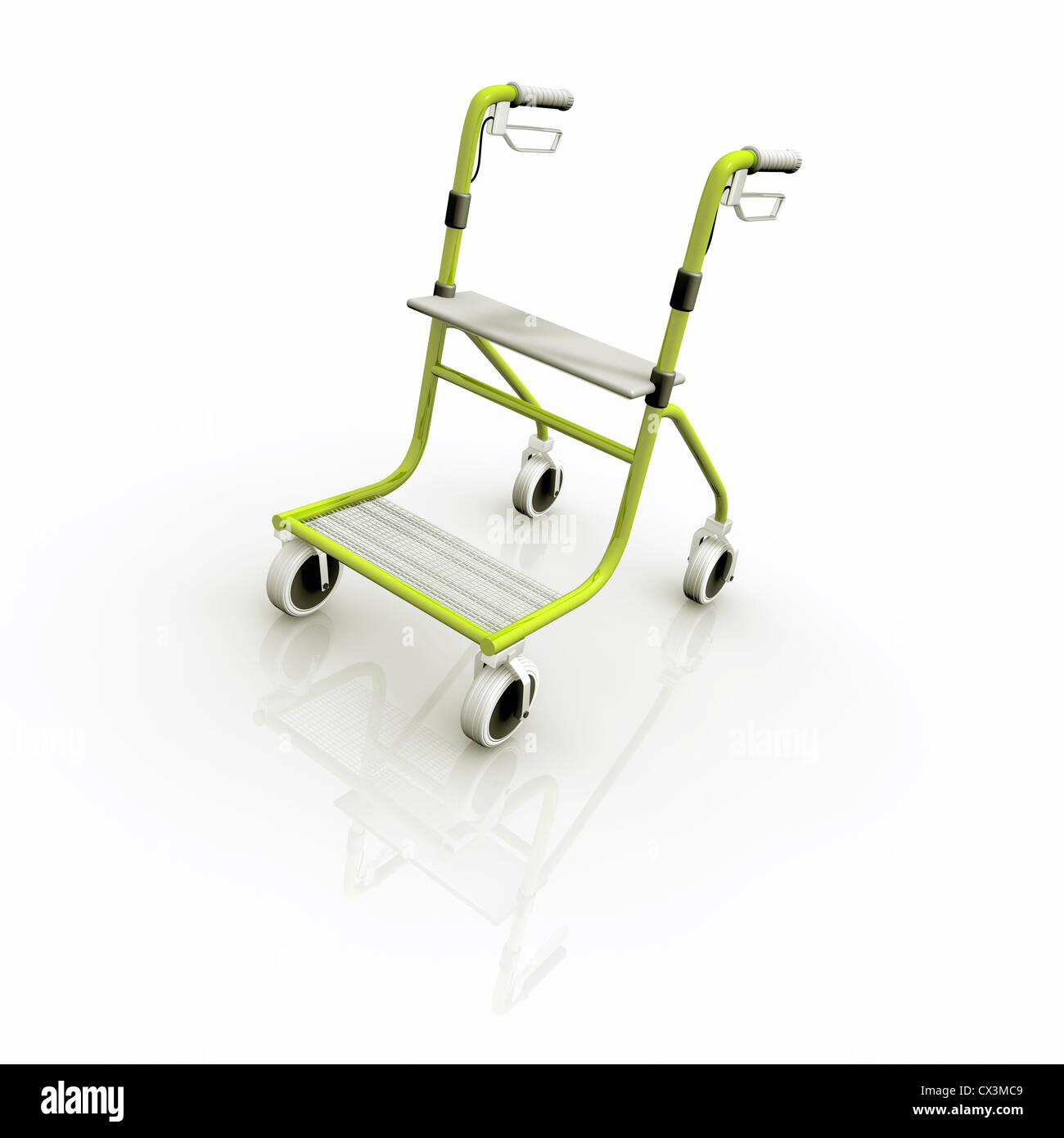 Gehhilfe3903, de l'oder auf Rädern mit weissem Hintergrund - Un Walker, ou déambulateur ou Zimmer sur fond blanc Banque D'Images