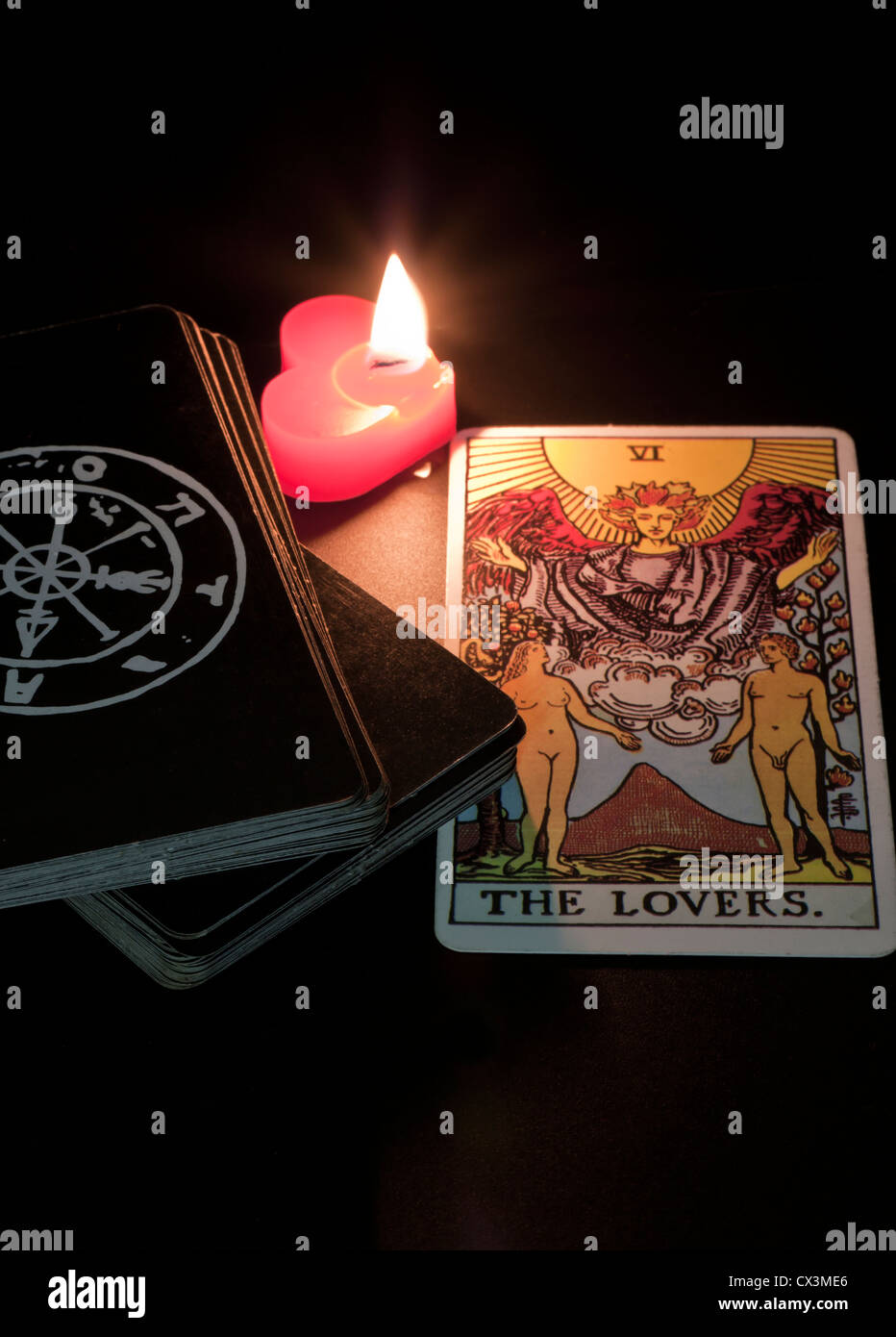 La carte de tarot, l'amant, se réfère à l'amour ou la chance Banque D'Images