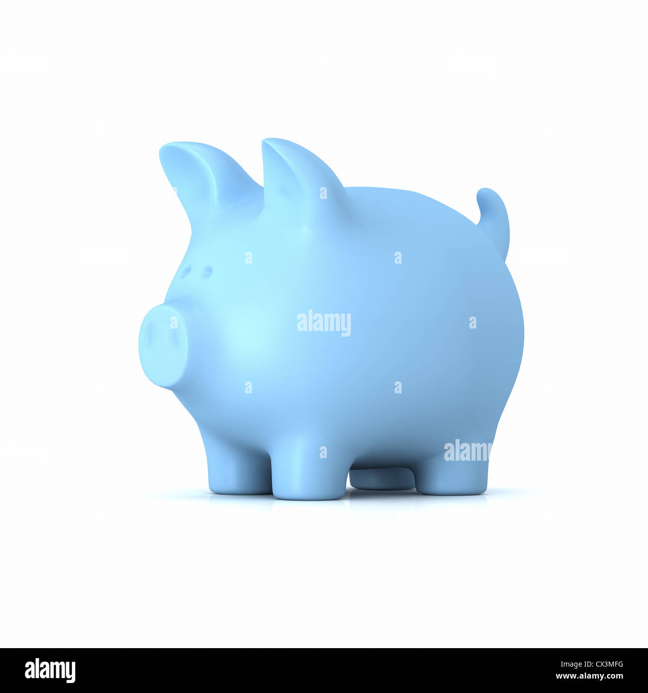 Blaues Sparschwein, Seitenansicht auf weissem Hintergrund - Bleu tirelire Banque D'Images