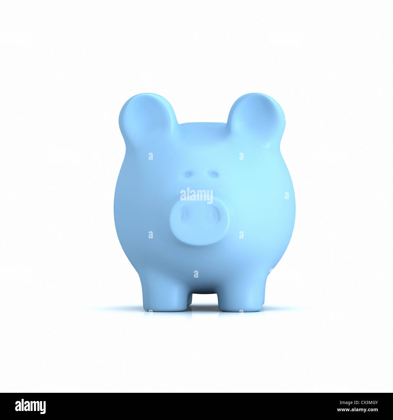 Blaues Sparschwein, Frontansicht auf weissem Hintergrund - Bleu tirelire Banque D'Images