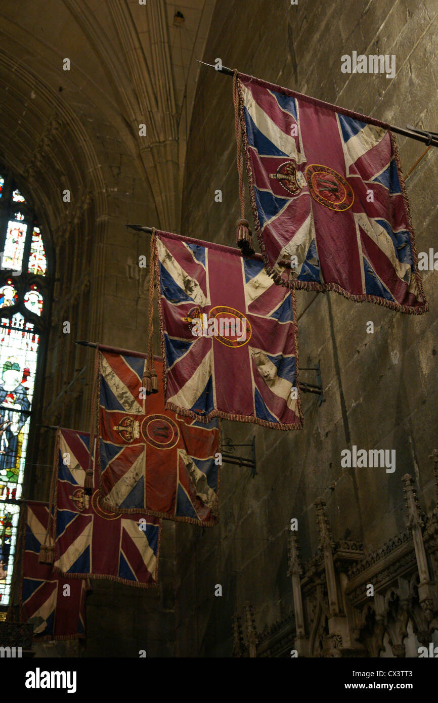 Bataille pour le Welsh Fusiliers accroché dans la chapelle du régiment, l'église Saint Giles Wrexham au Pays de Galles Banque D'Images