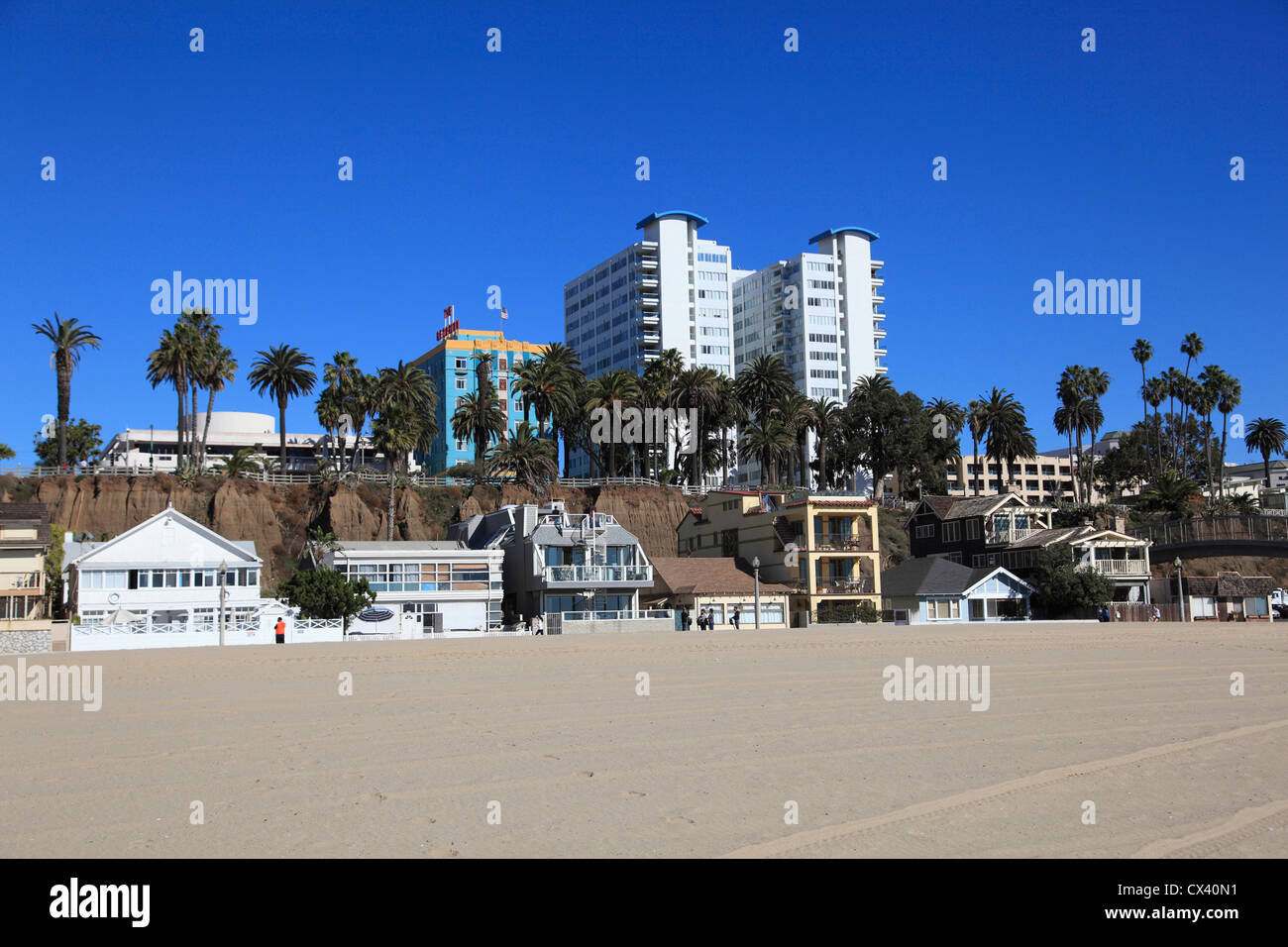 Maisons de Plage, Santa Monica, Los Angeles, Californie, USA Banque D'Images