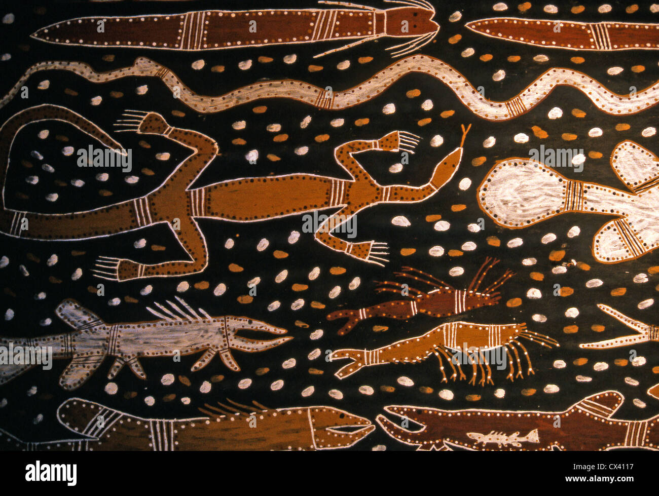 L'art autochtone fait avec des teintures végétales, Centre de l'Australie Banque D'Images