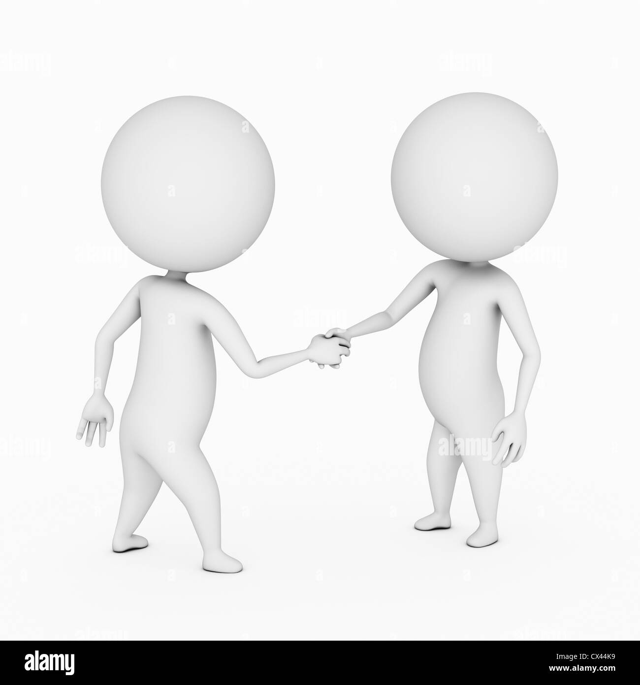 Un rendu 3d illustration de deux petits gars shaking hands Banque D'Images