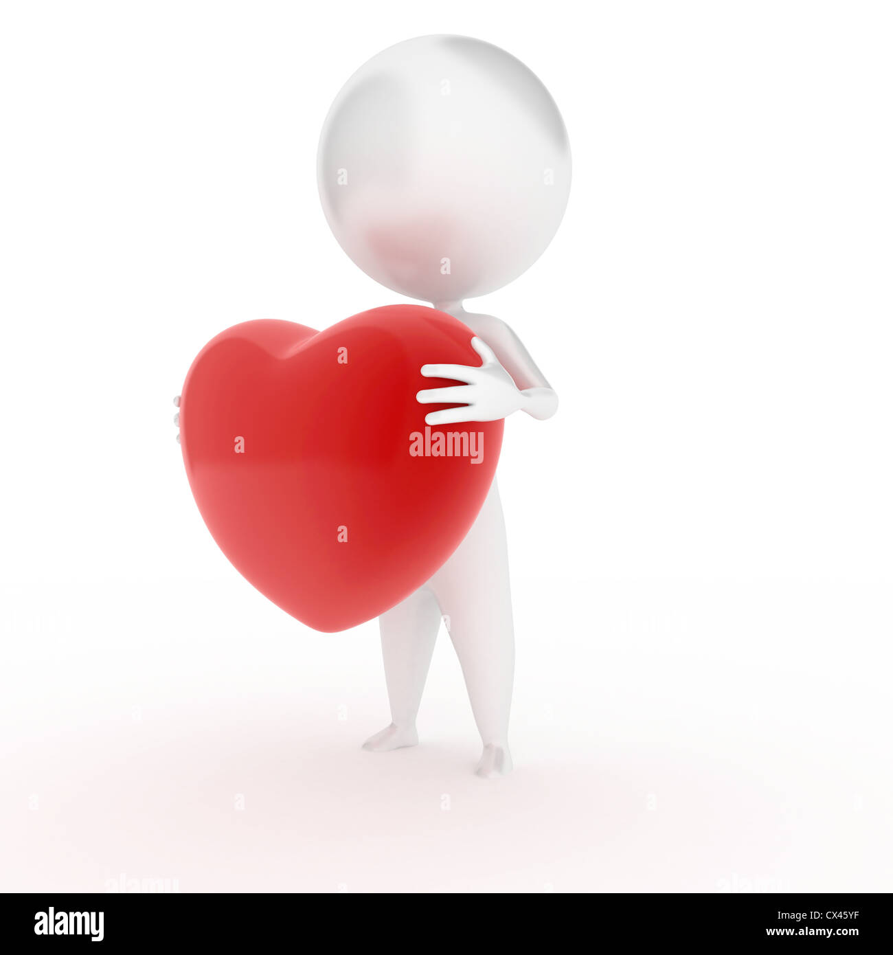 Rendu 3d illustration d'un petit garçon tenant un cœur Banque D'Images