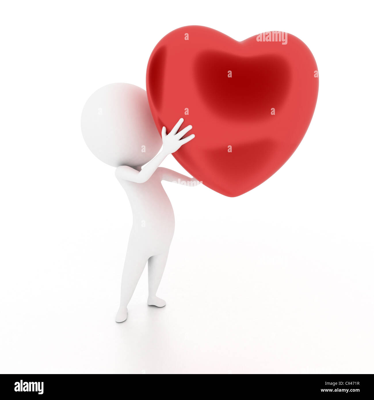 Rendu 3d illustration d'un peu de blanc avec un coeur Banque D'Images