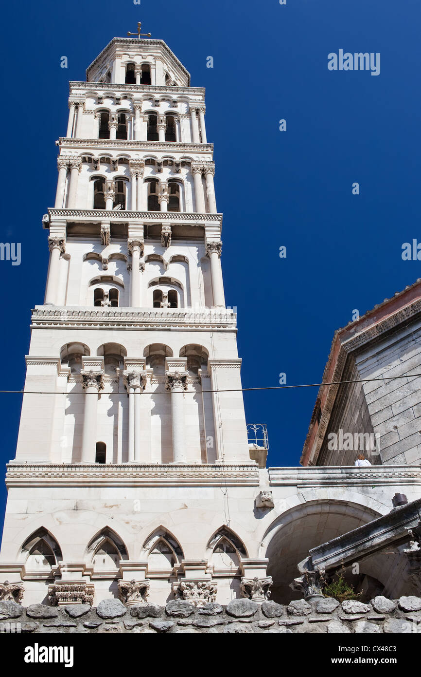 Cathédrale de saint Domnius (croate : katedrala svetog duje) Bell Tower, à Split, Croatie, Dalmatie comté. Banque D'Images