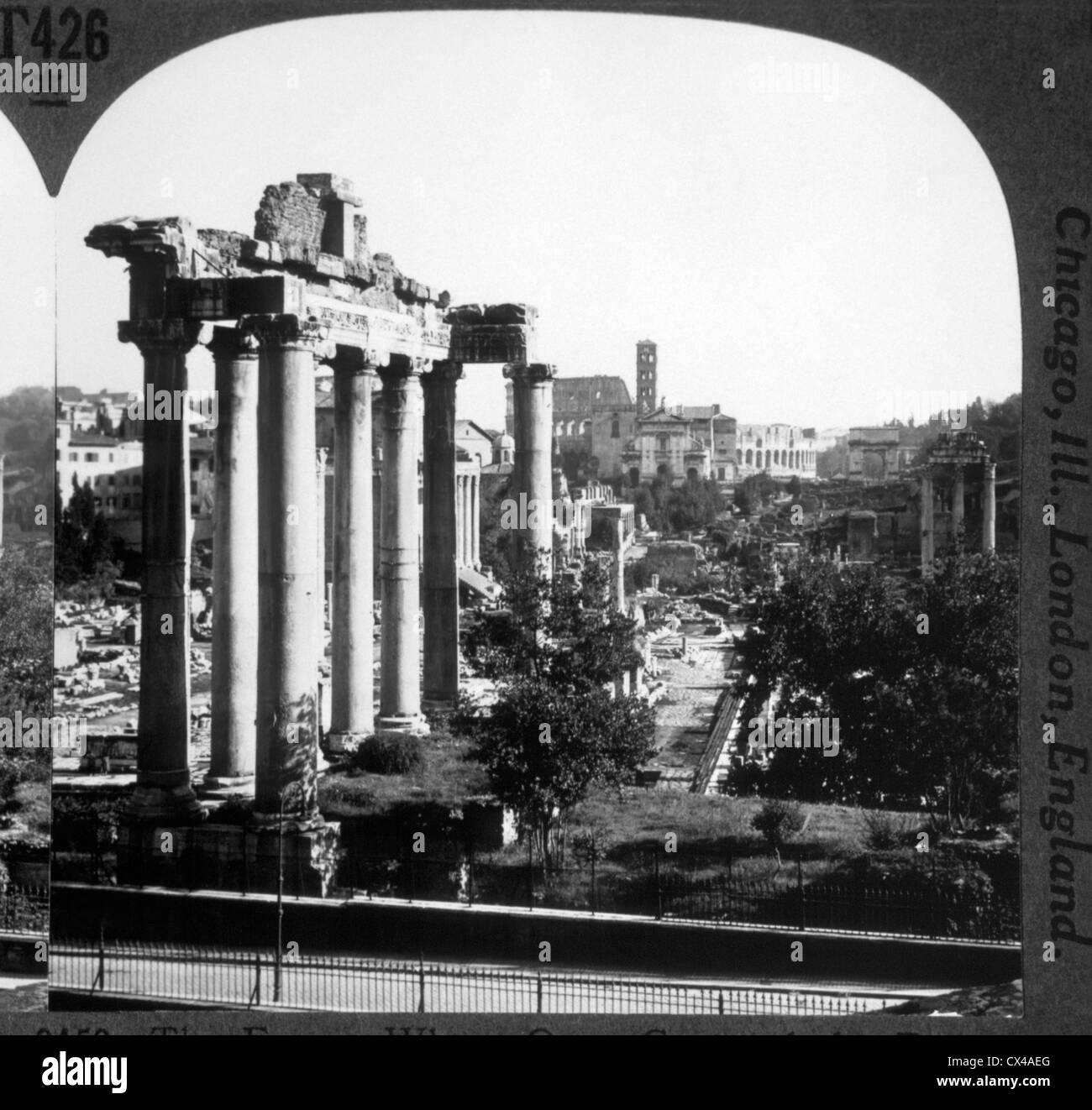 Forum, Rome, Italie, circa 1880, photo stéréo Banque D'Images