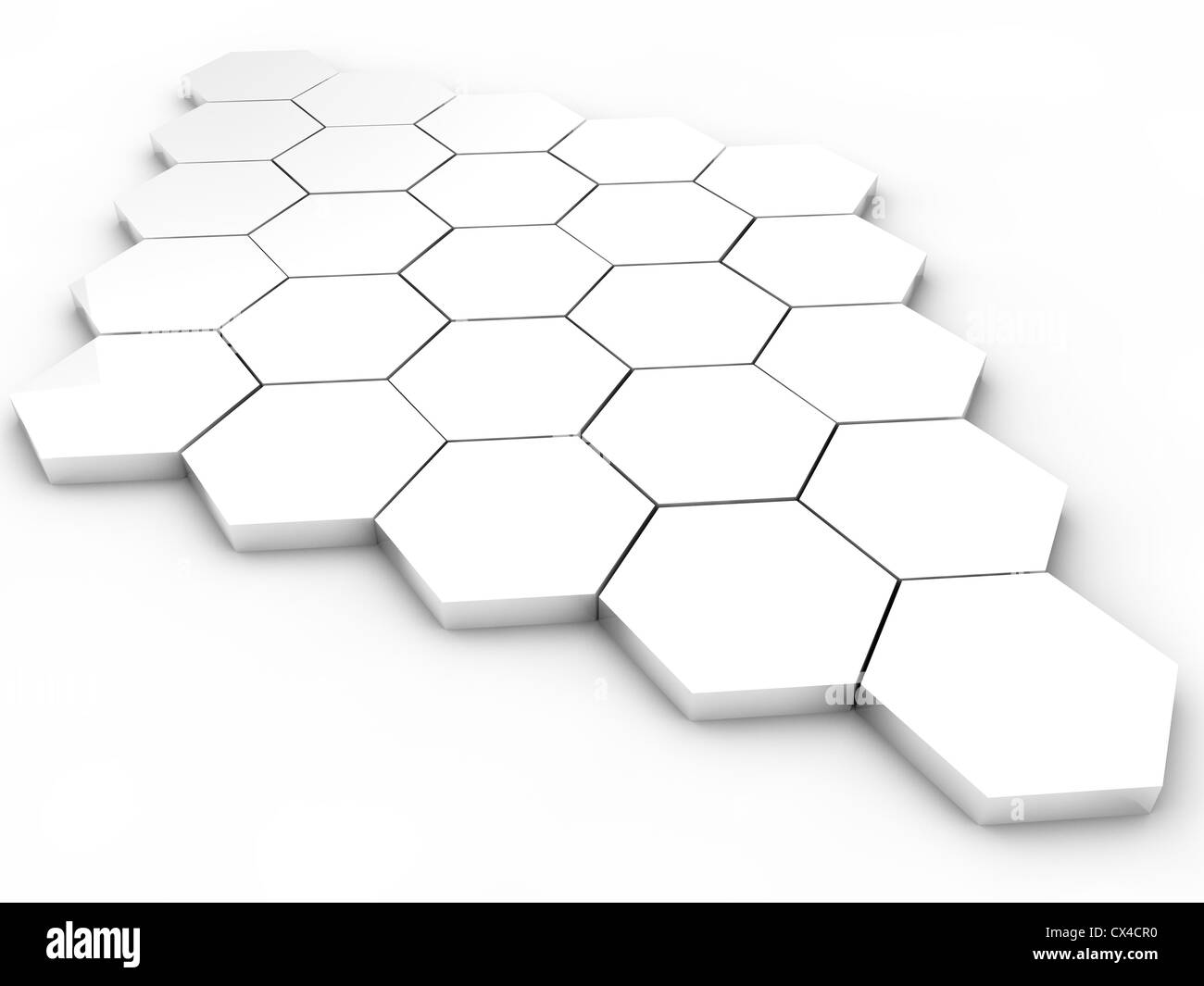 Hexagones blancs sur fond blanc Banque D'Images