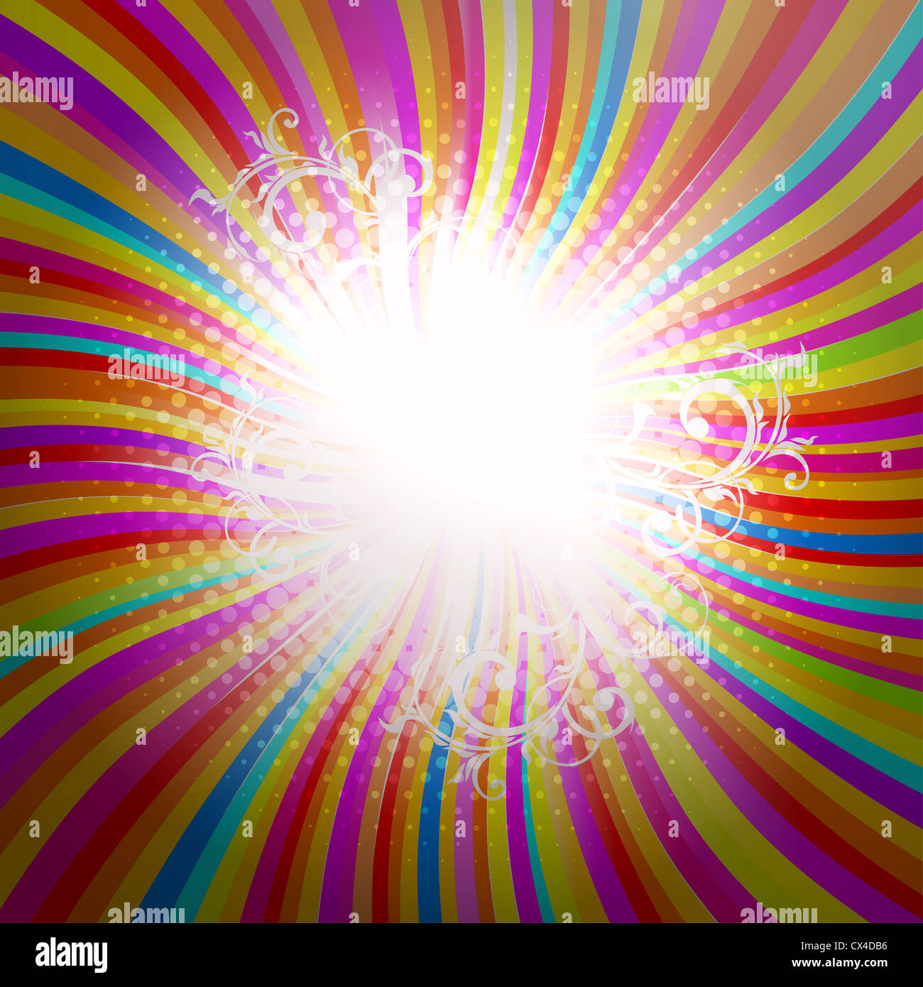 Rayons colorés avec thème floral Banque D'Images