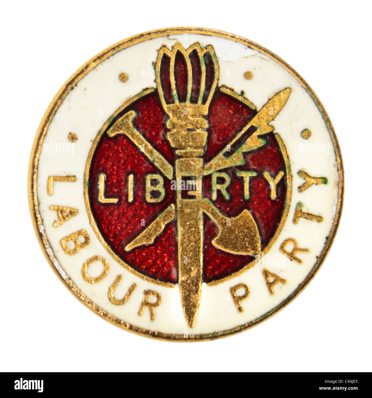 1940 Rare vintage UK Labour Party, avec l'insigne émail 'Liberty' logo qui a été utilisé jusqu'en 1983 Banque D'Images