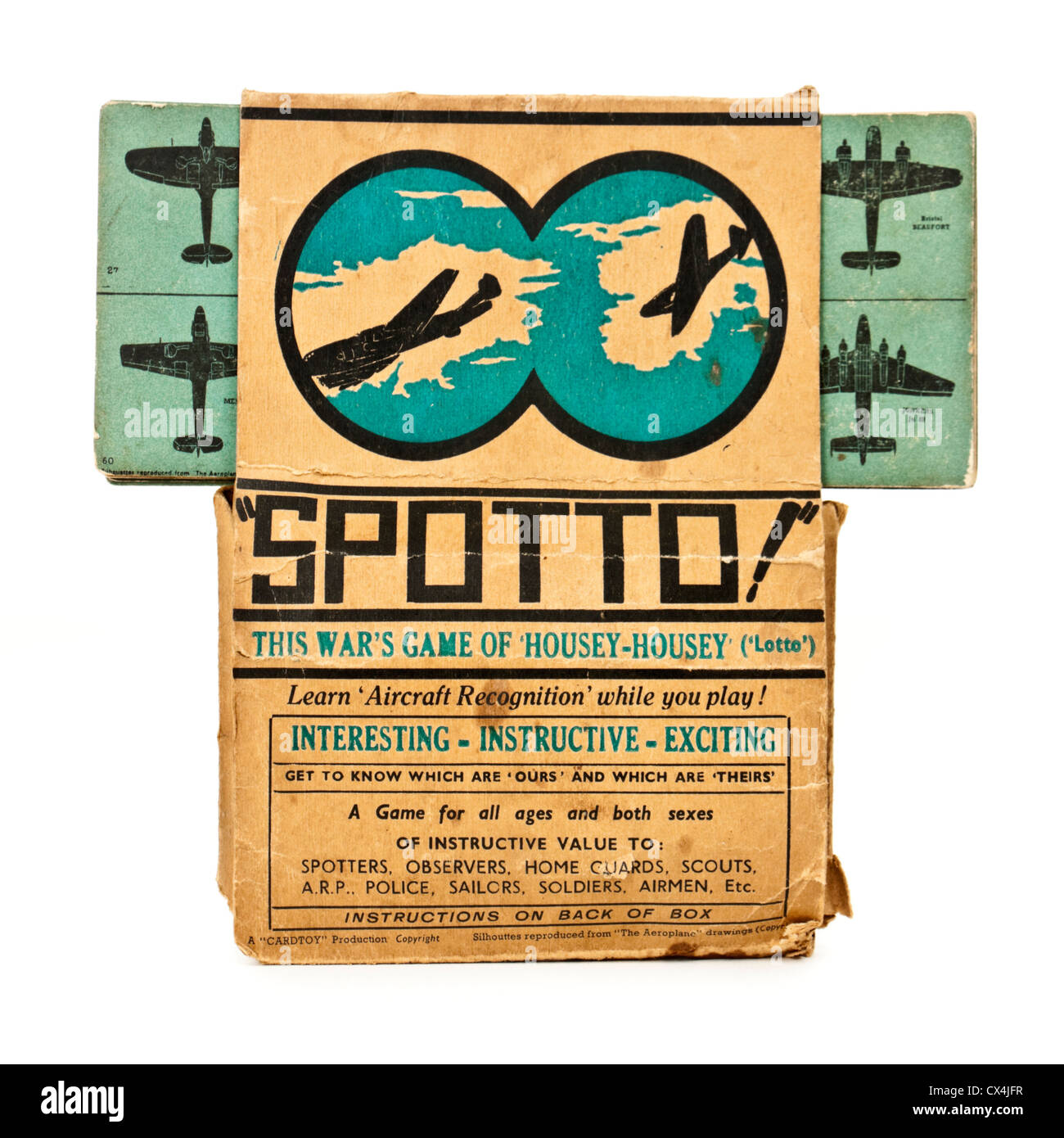 Rare 1940 WW2 'Spotto' reconnaissance d'avions jeu de carte par Cardtoy Banque D'Images