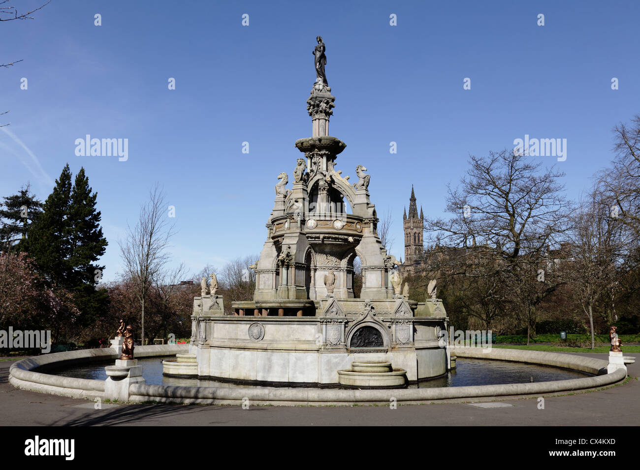 La Stewart Memorial Fountain dans parc Kelvingrove dans le West End de Glasgow, Écosse, Royaume-Uni Banque D'Images