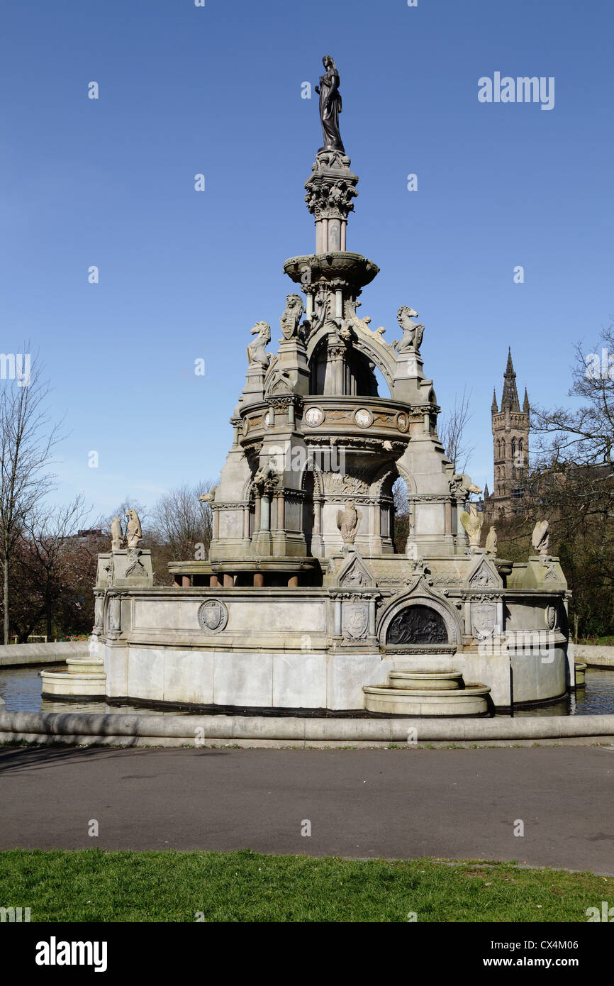 La fontaine Stewart Memorial à Kelvingrove Park, dans l'extrémité ouest de Glasgow, en Écosse, au Royaume-Uni, en Europe Banque D'Images