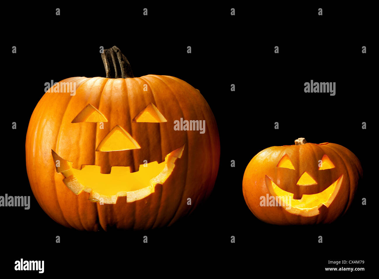 Lanterne citrouille Halloween effrayant de la tête face à l'oeil mauvais jack Banque D'Images
