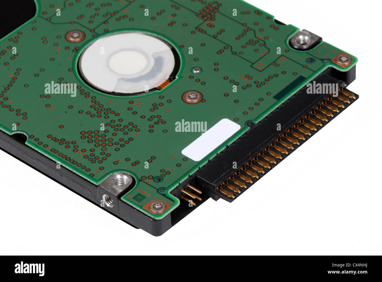 Gros plan du disque dur de l'ordinateur. Isolé sur blanc. Banque D'Images