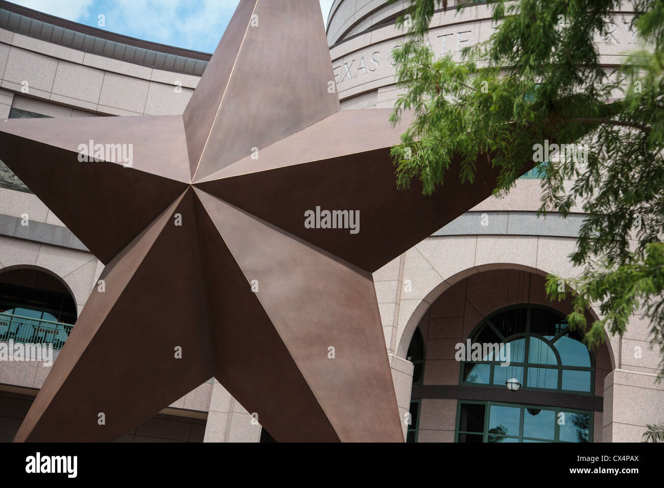 Étoile de bronze à l'histoire de Bob Bullock Texas Museum dans le centre-ville d'Austin, Texas Banque D'Images