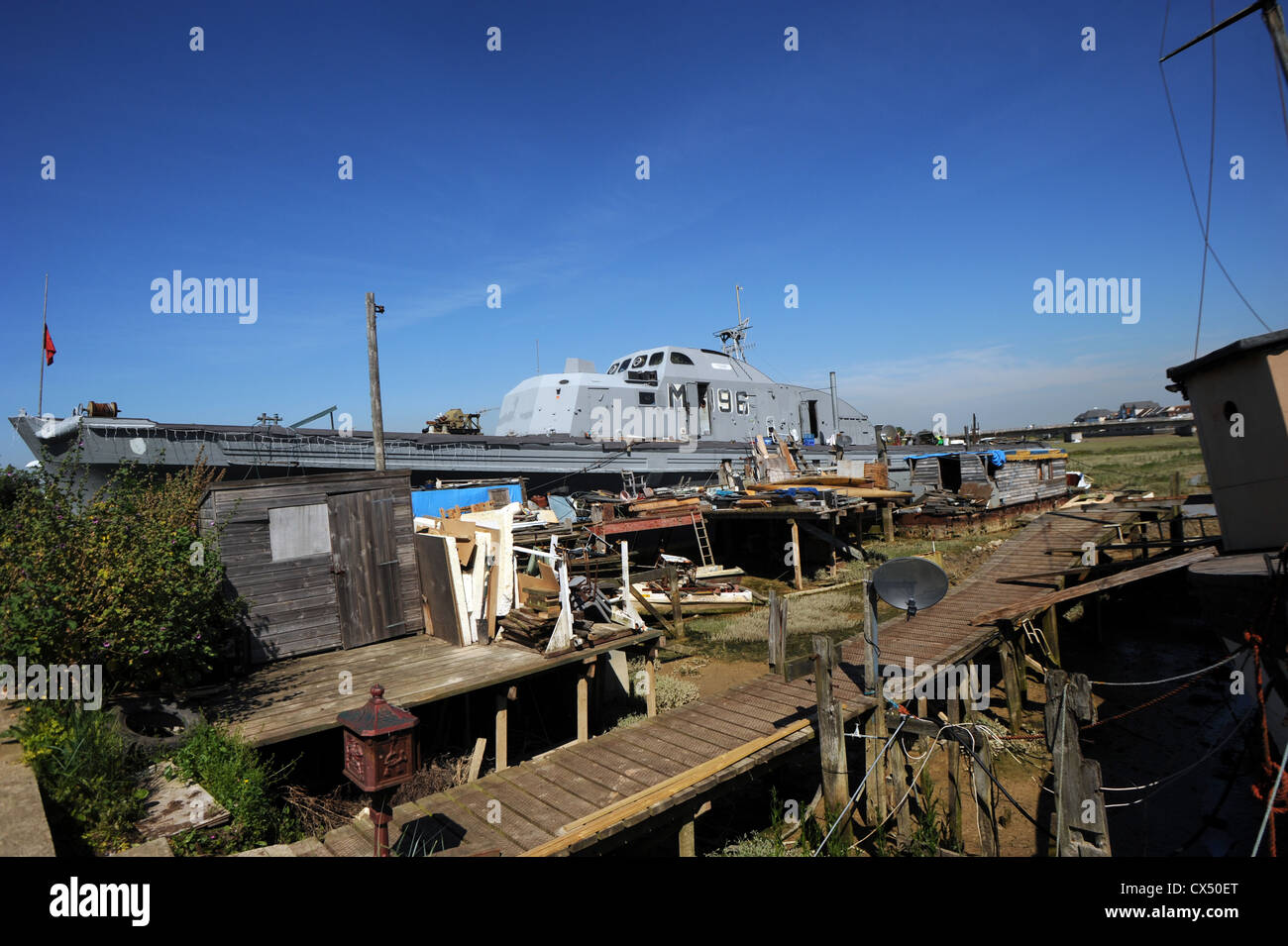 Les bateaux amarrés sur la rivière Adur à Shoreham by Sea Banque D'Images