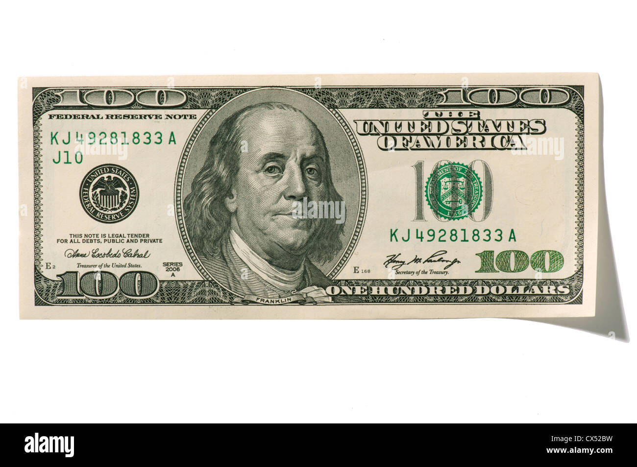 Argent 100 $ trésorerie devises dollar bill Banque D'Images
