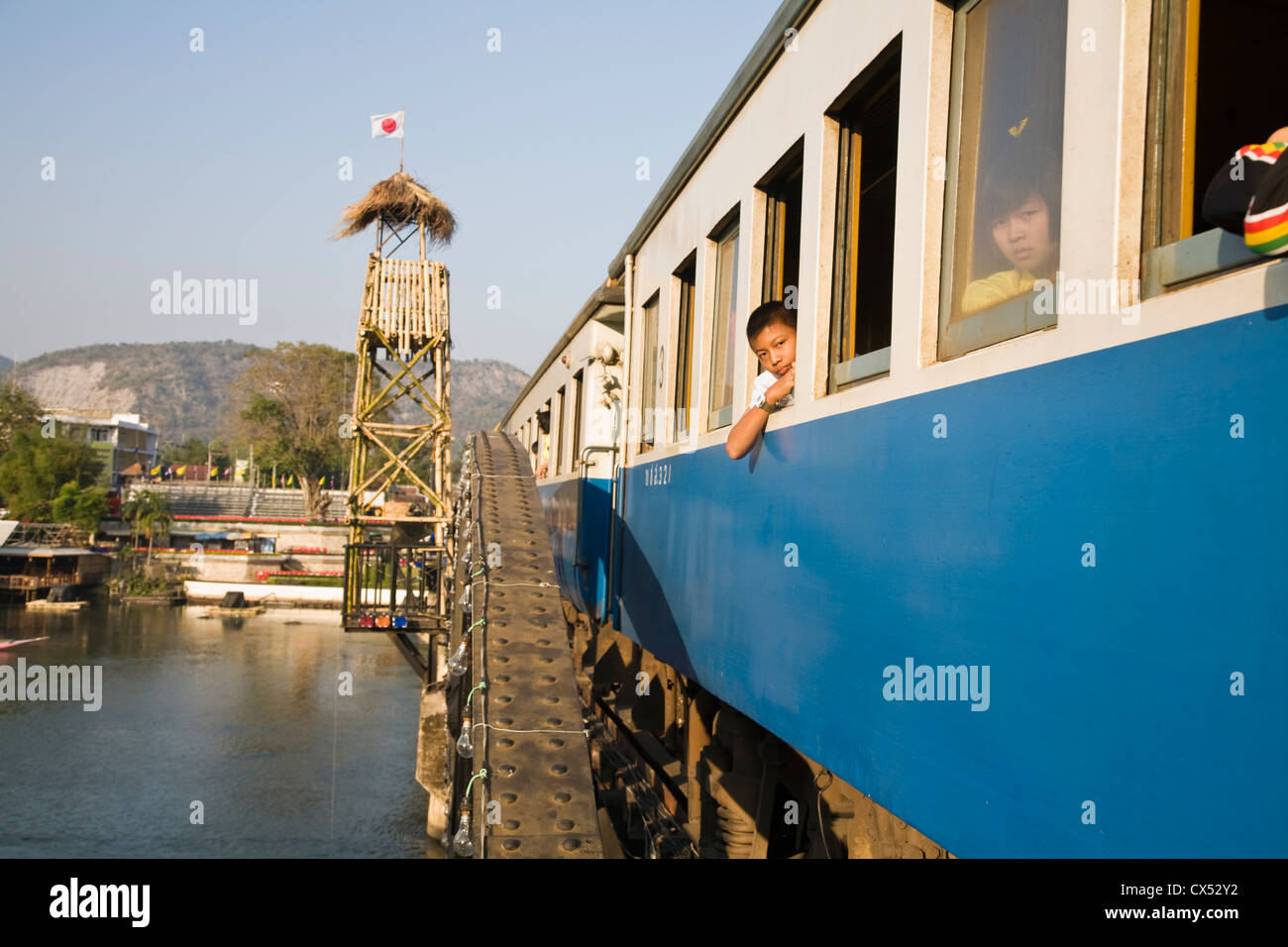 Le passage de la mort infâme pont de chemin de fer (Pont sur la rivière Kwai). Kanchanaburi, Kanchanaburi, Thaïlande Banque D'Images