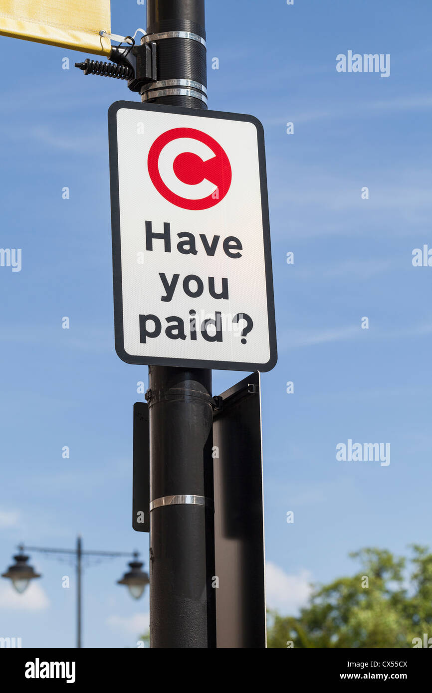 Congestion charge signe, Londres, Angleterre Banque D'Images