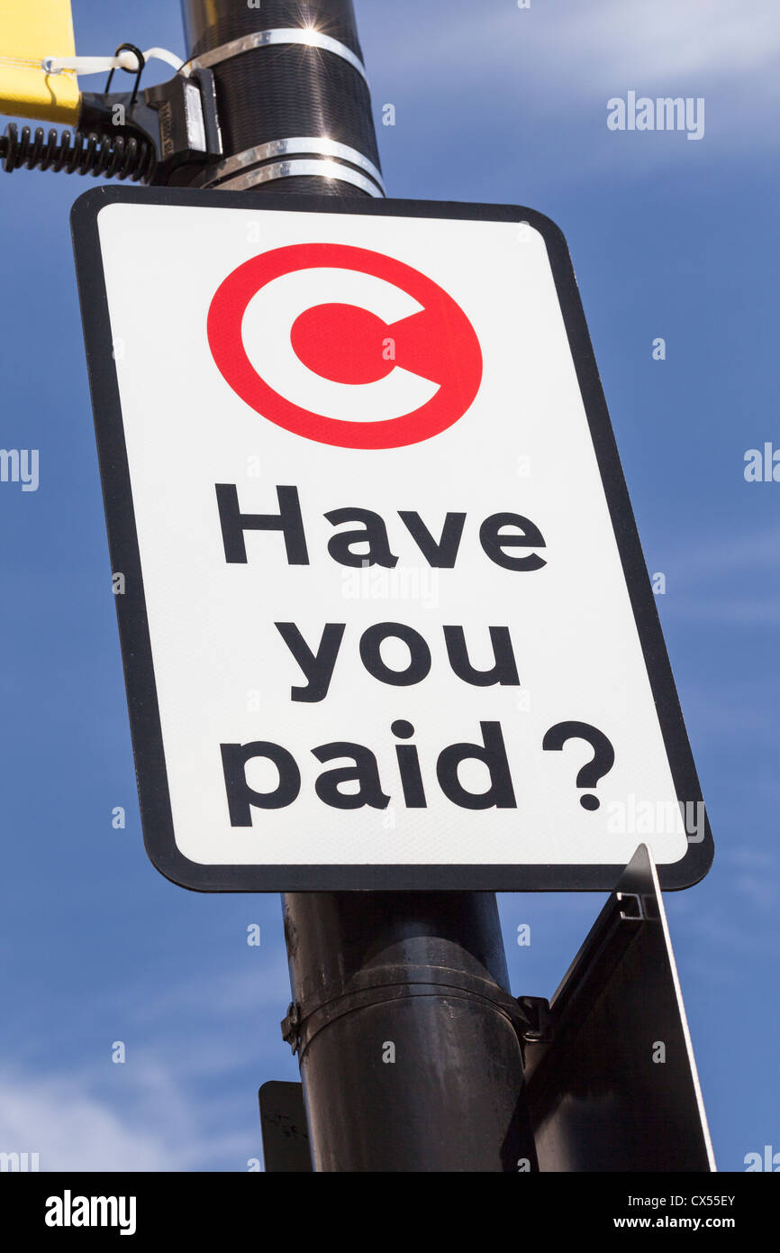 Congestion charge signe, Londres, Angleterre Banque D'Images