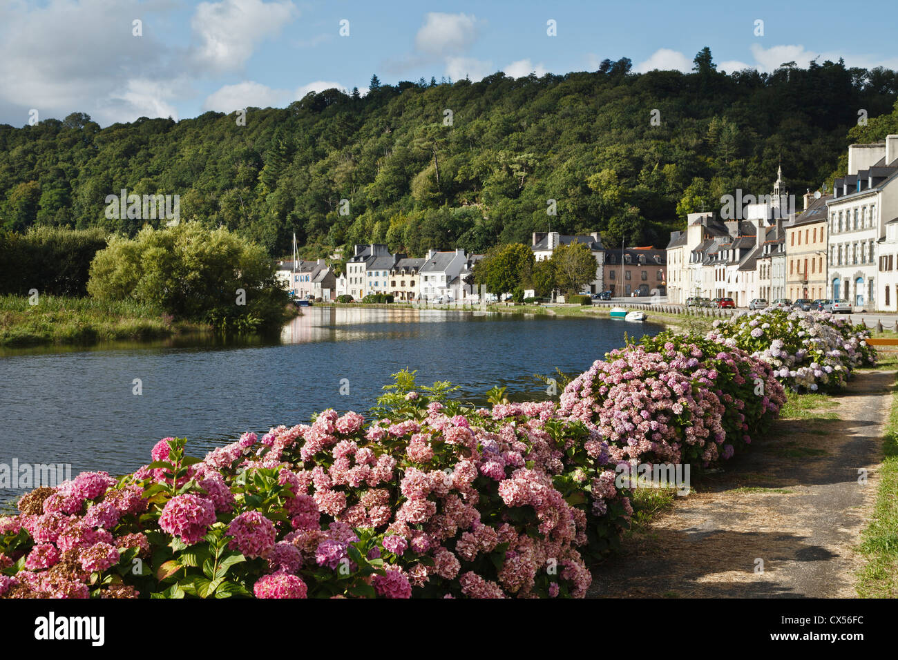 Port Launay et la rivière Aulne, Finistère, Bretagne, France Banque D'Images