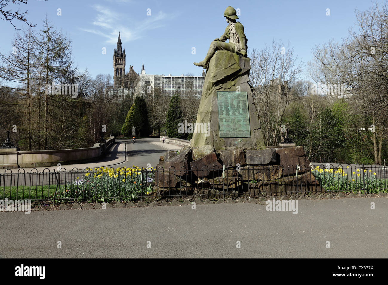 Mémorial pour le Highland Light Infantry qui sont tombés dans la guerre d'Afrique du Sud, du parc Kelvingrove, West End de Glasgow, Écosse, Royaume-Uni Banque D'Images