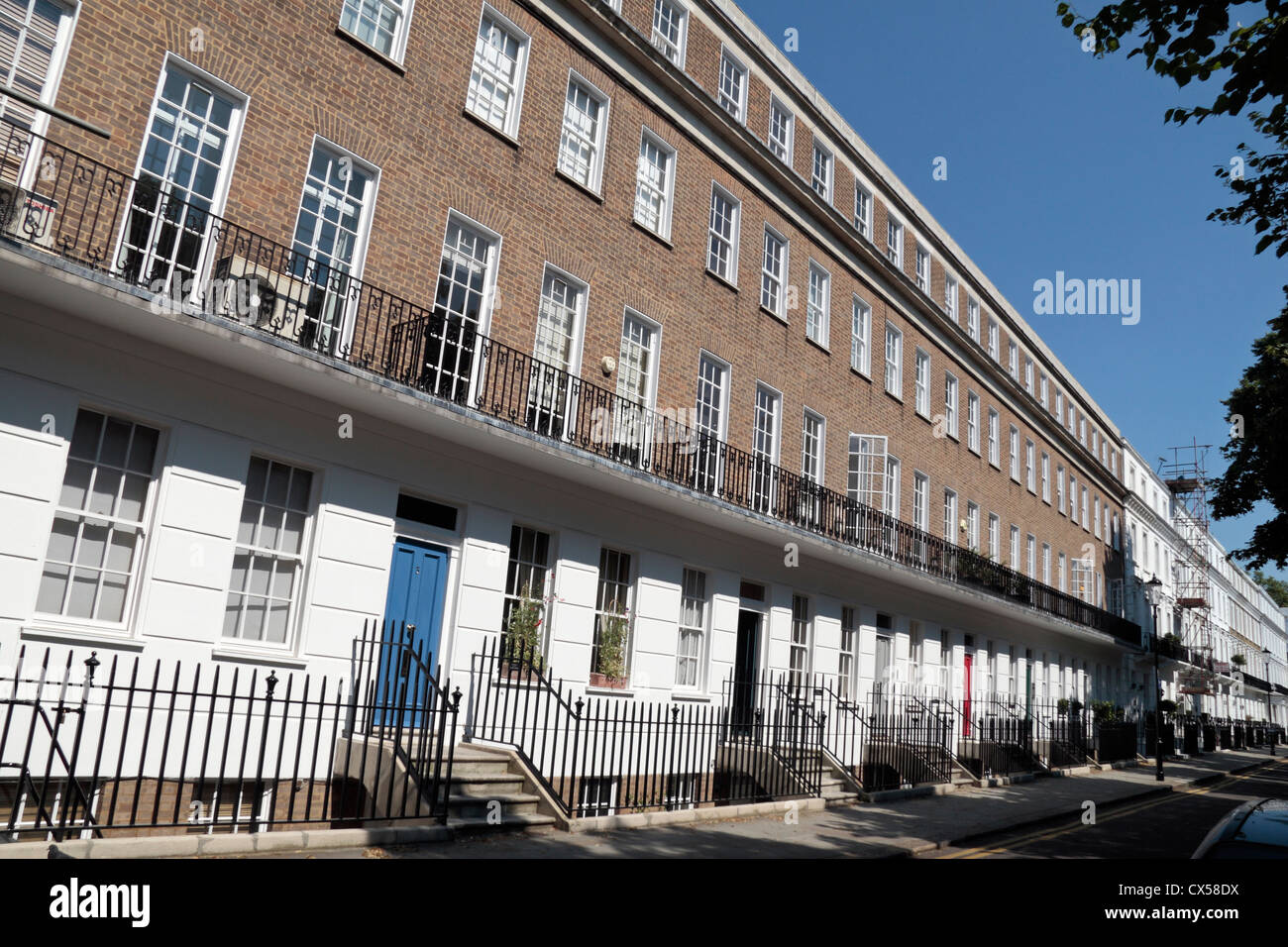 Vue générale des propriétés sur l'avenue Royal, Chelsea, London, SW3, au Royaume-Uni. Banque D'Images