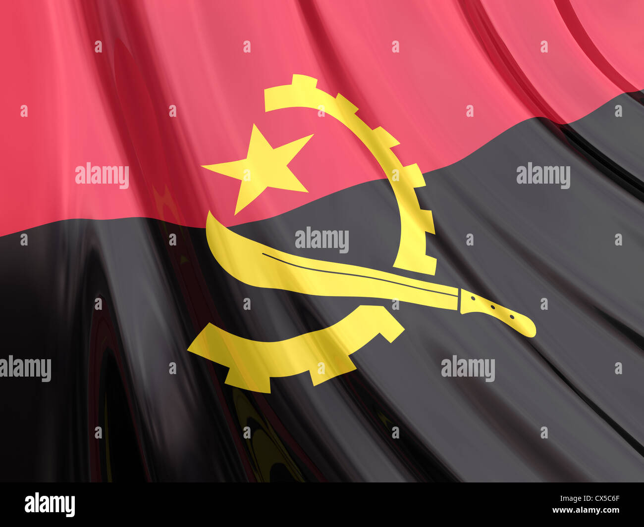 Drapeau de l'Angola. brillant Banque D'Images